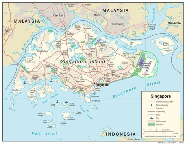 Karte der Flughäfen in Singapur