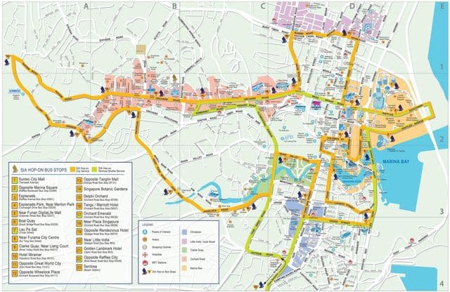 Karte des Stadtzentrums von Singapur
