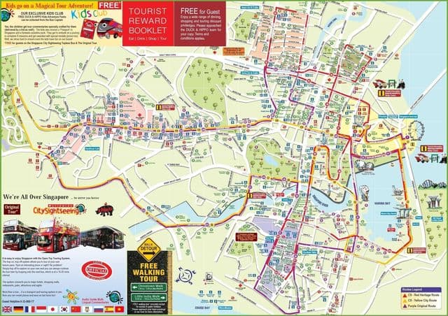 Singapur Hop On Hop Off Bustouren Karte
