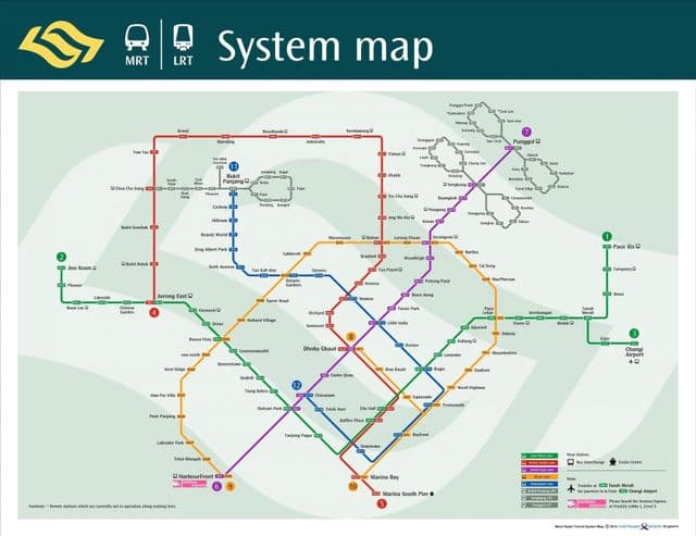 Karte der U-Bahn-Stationen in Singapur