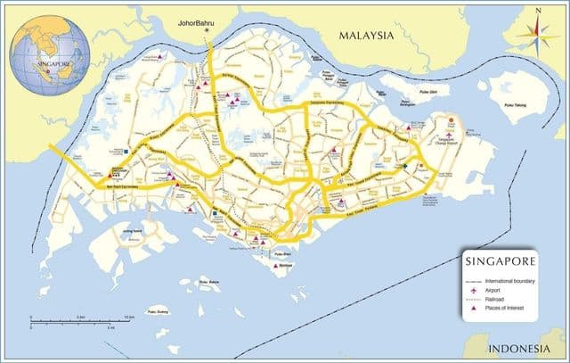 Singapur auf der Singapur-Karte