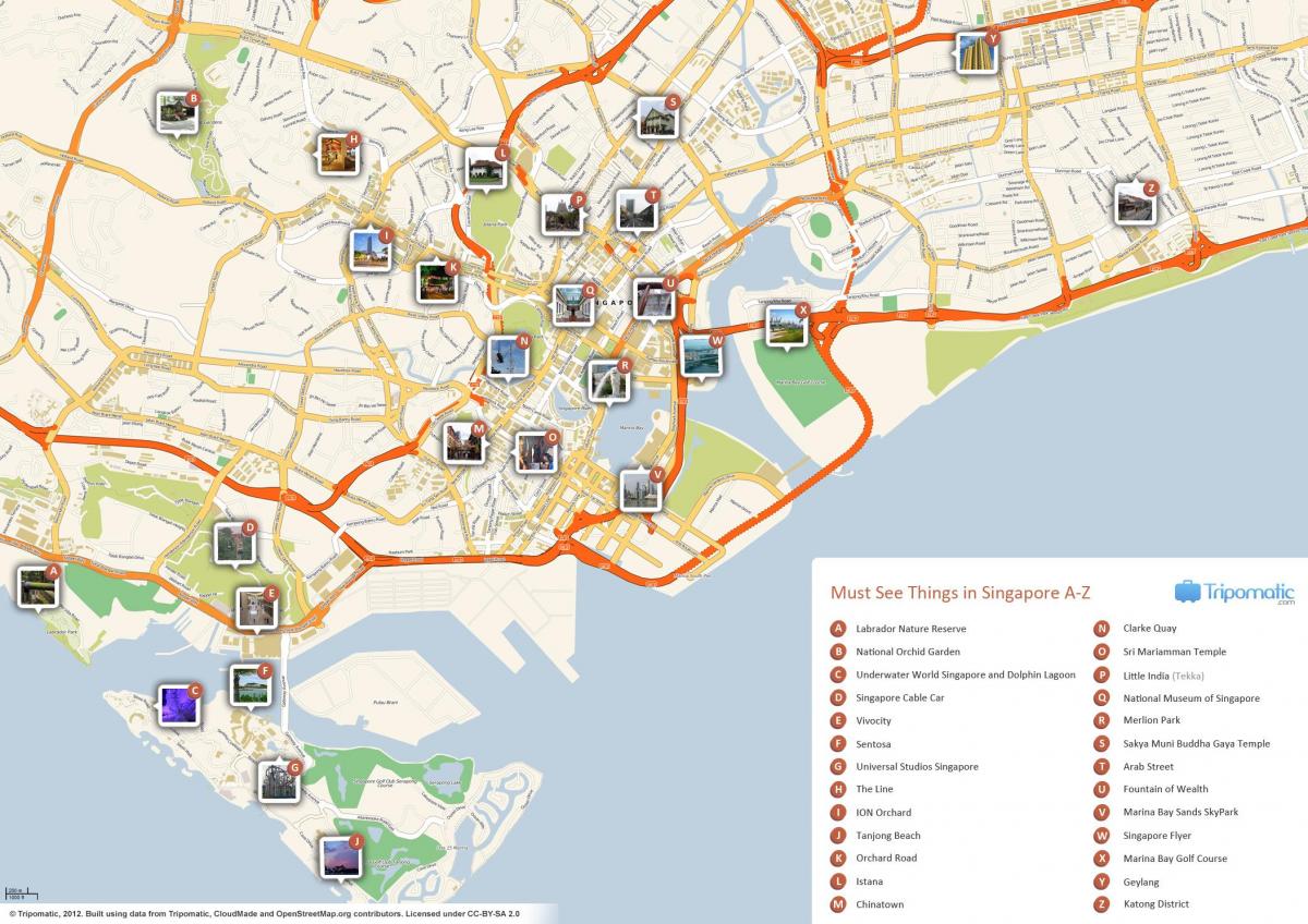 Karte der Sehenswürdigkeiten Singapurs