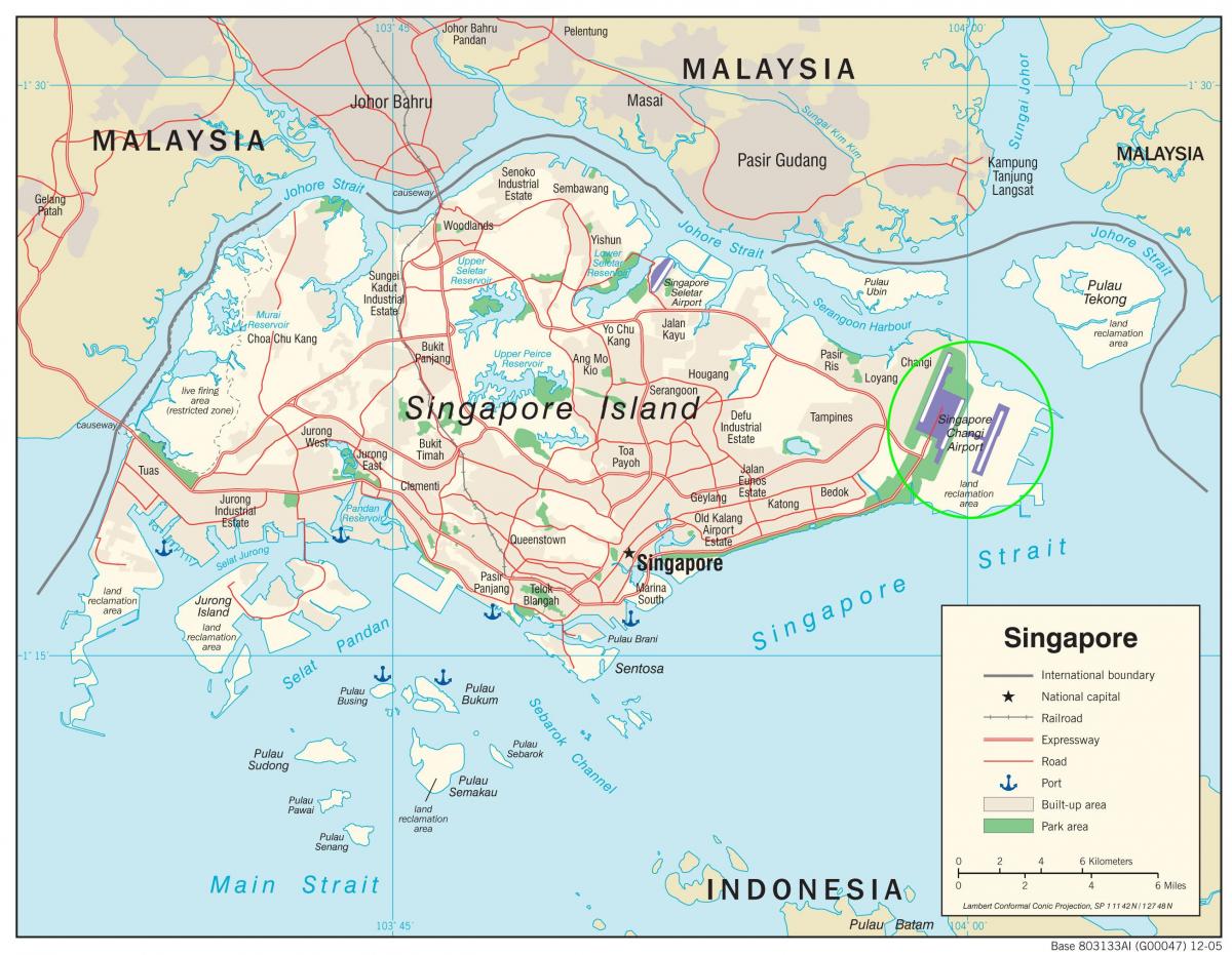 Karte der Flughäfen in Singapur