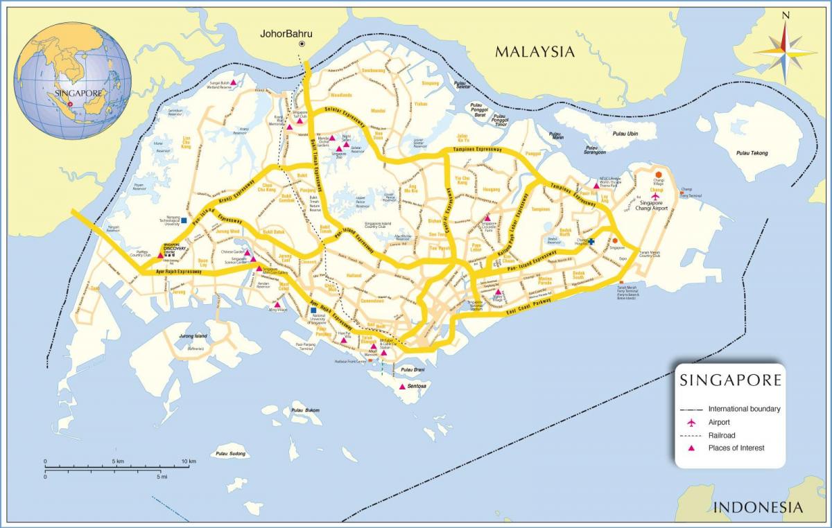 Singapur auf der Singapur-Karte