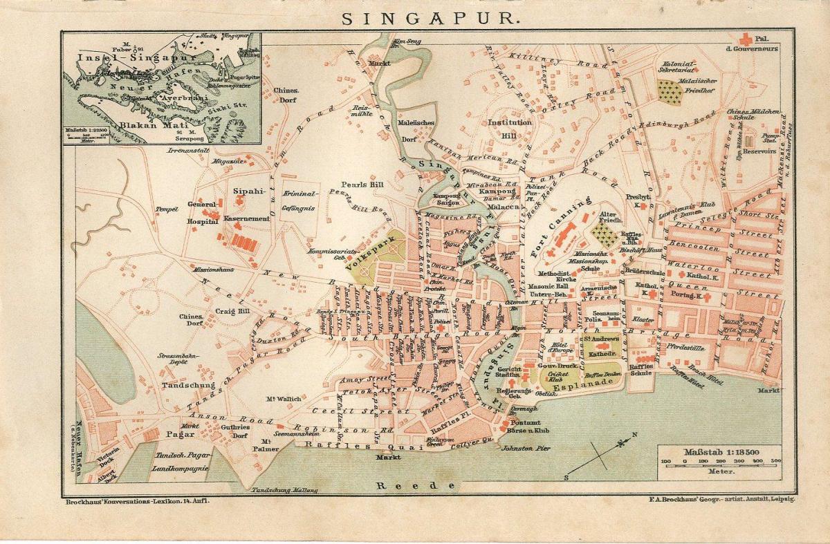 Antike Karte von Singapur