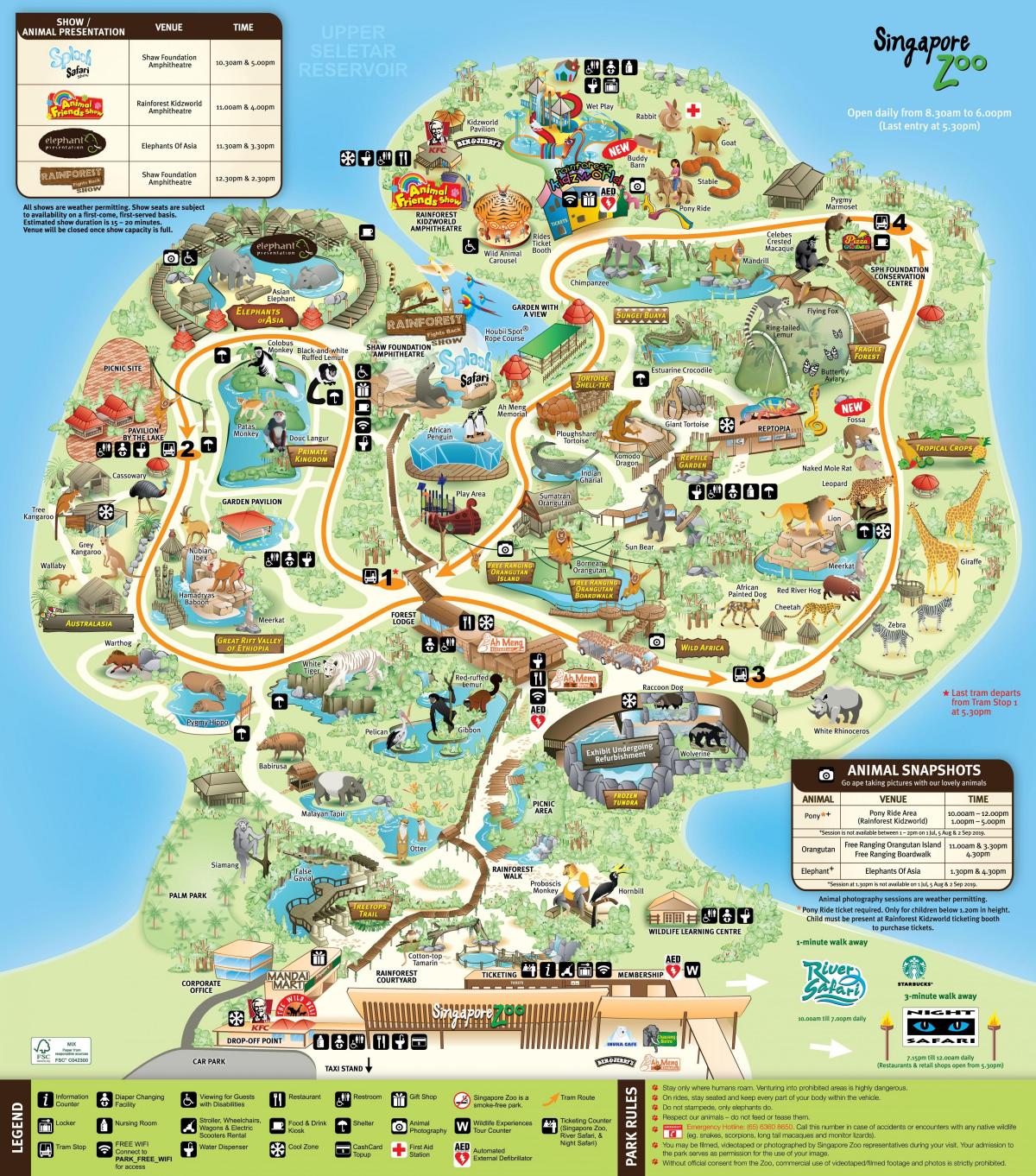 Karte des Zooparks von Singapur